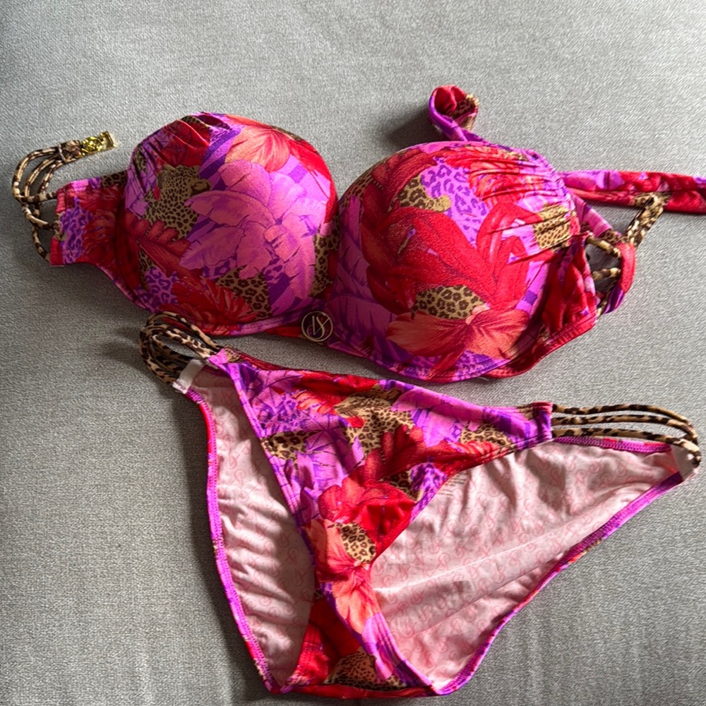 Victoria's Secret Pink and Red Floral Bikini